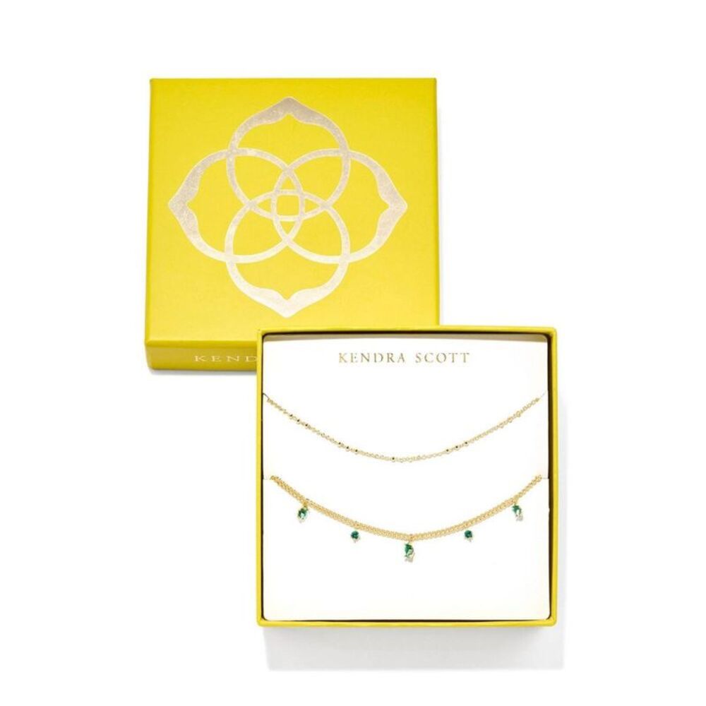 Open Box - Kendra Scott -  Meridith Necklace Set 2pc  Green